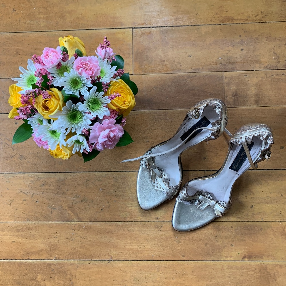 Steve Madden LUXE Gold Deco High Heel Sandals